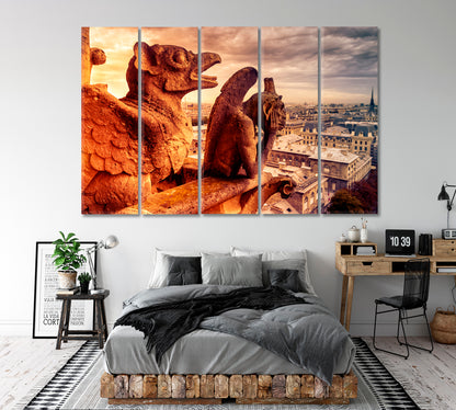 Famous Landmark Vintage Paris Famous Landmarks Artwork Print Artesty 5 panels 36" x 24" 