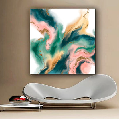 Marble Beautiful Trendy Art Intricate Eesthetically Mesmerizing - Square Fluid Art, Oriental Marbling Canvas Print Artesty   