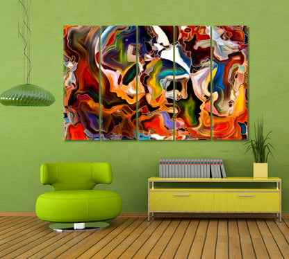 Human and Colorful Abstract Shapes Abstract Art Print Artesty   