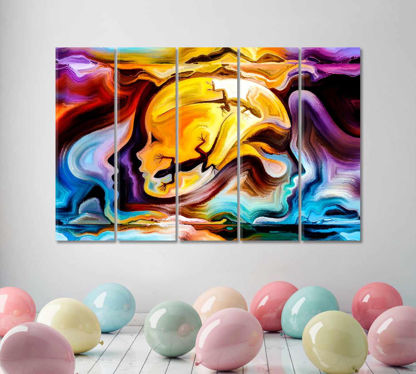 Forces of Nature Abstract Design Consciousness Art Artesty 5 panels 36" x 24" 