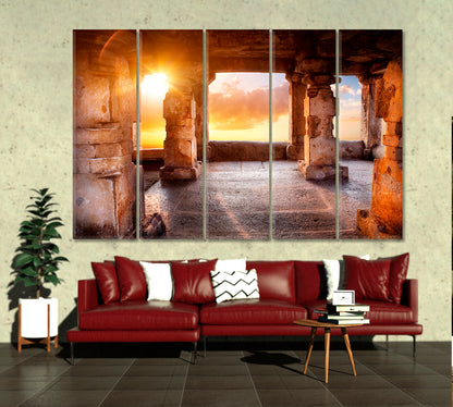 Ancient Temple with Columns Wall Art Canvas Print Photo Art Artesty 5 panels 36" x 24" 