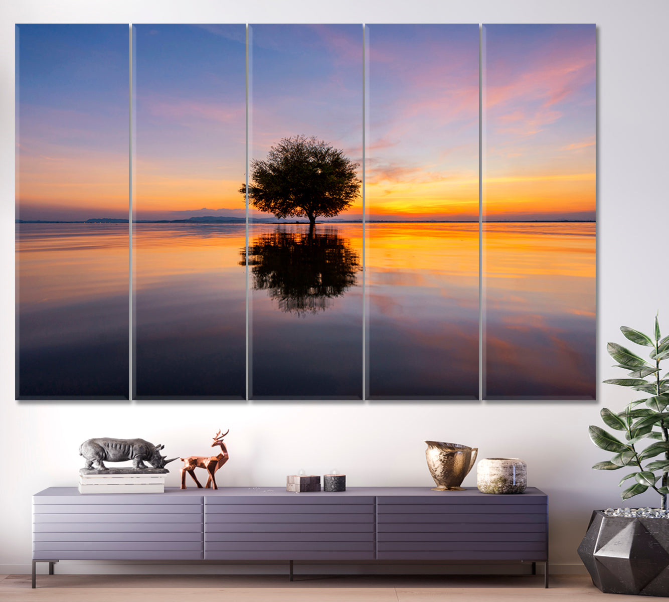 Breathtaking Landscape Inspired by Nature Sunset Over Water Flooded Trees Scenery Landscape Fine Art Print Artesty   