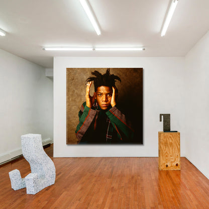 Jean Michel Basquiat Portrait  - Square Panel Celebs Canvas Print Artesty   