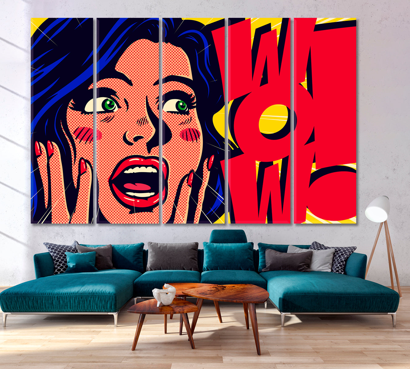 Old Pop Art Style Comic Retro Poster Design Pop Art Canvas Print Artesty 5 panels 36" x 24" 