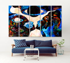 Universe and Human Abstract Design Formes Shapes Lines Canvas Print Celestial Home Canvas Décor Artesty 5 panels 36" x 24" 