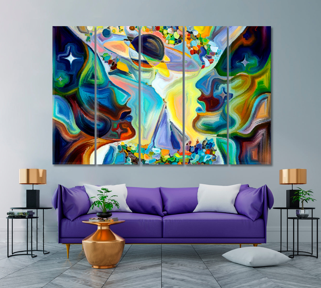 Love is Life Celestial Home Canvas Décor Artesty 5 panels 36" x 24" 