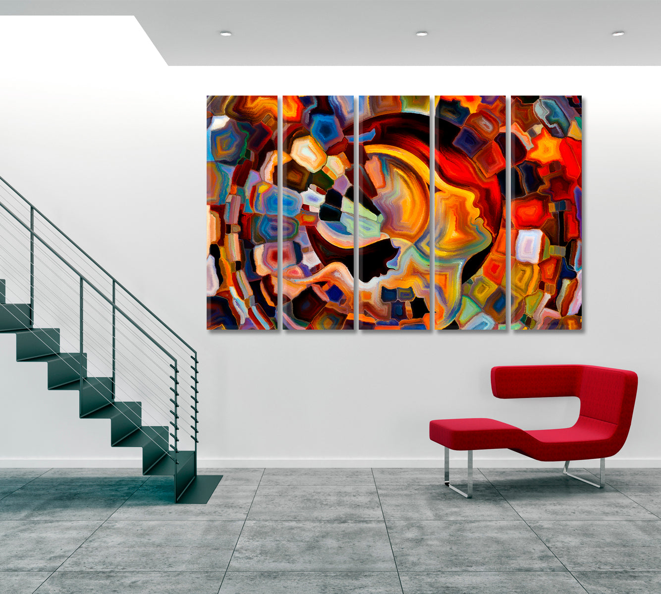 MOSAIC PATTERNS  Artistic Abstraction Human Mind Consciousness Art Artesty 5 panels 36" x 24" 