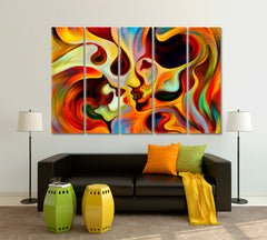 Colors of the Mind Graceful Profile Lines Abstract Vision Contemporary Art Artesty 5 panels 36" x 24" 