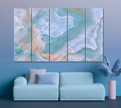 Cloudy Abstract Onyx Marble Veins Free-flowing Natural Luxury Artwork Fluid Art, Oriental Marbling Canvas Print Artesty 5 panels 36" x 24" 