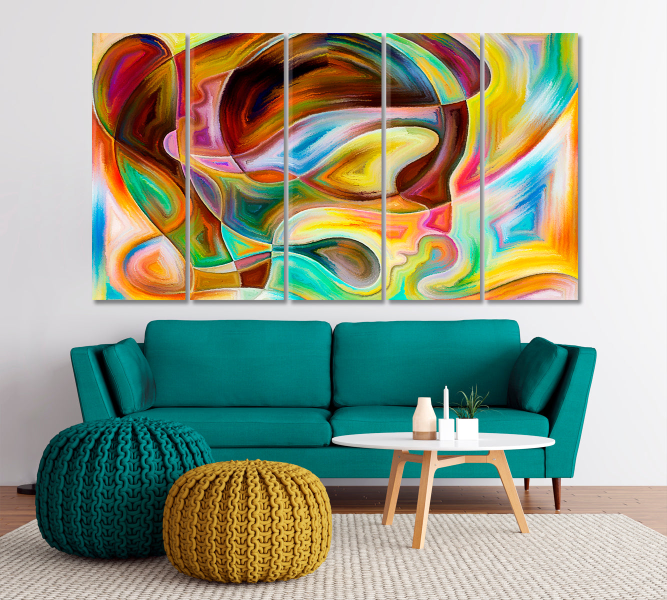 Modern Design of Human Emotions In Colors And Shapes Abstract Art Print Artesty 5 panels 36" x 24" 