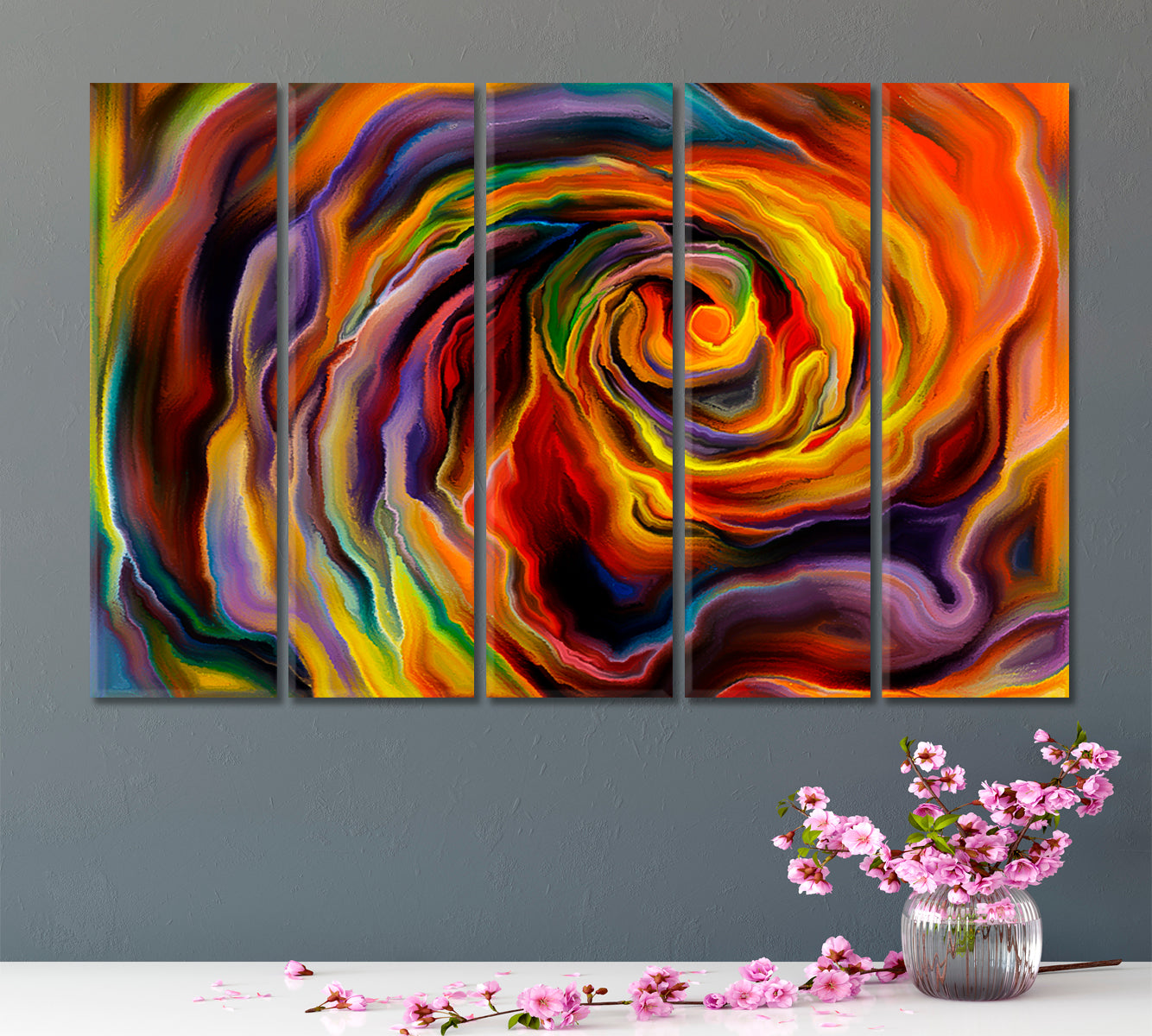 FORMS Magical Abstract Vivid Whirlpool Abstract Art Print Artesty 5 panels 36" x 24" 