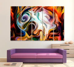 Forces of Nature Artistic Abstraction Human Profile And Refined Lines Contemporary Art Artesty 5 panels 36" x 24" 