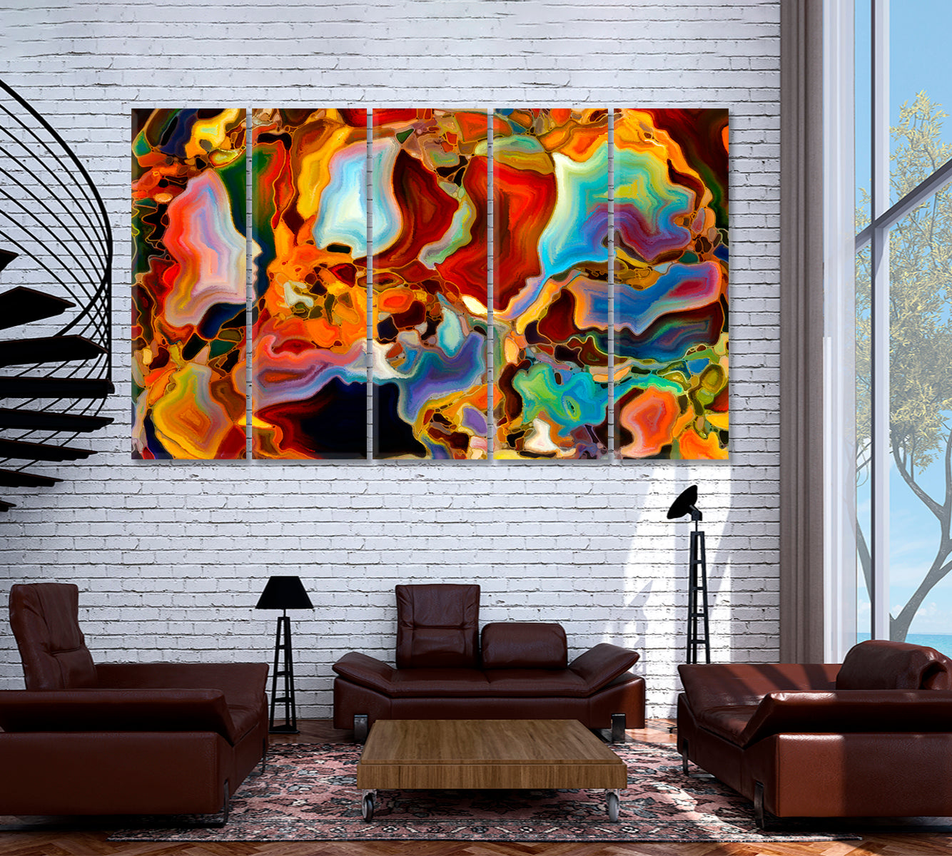 People And Colors Abstract Art Print Artesty 5 panels 36" x 24" 