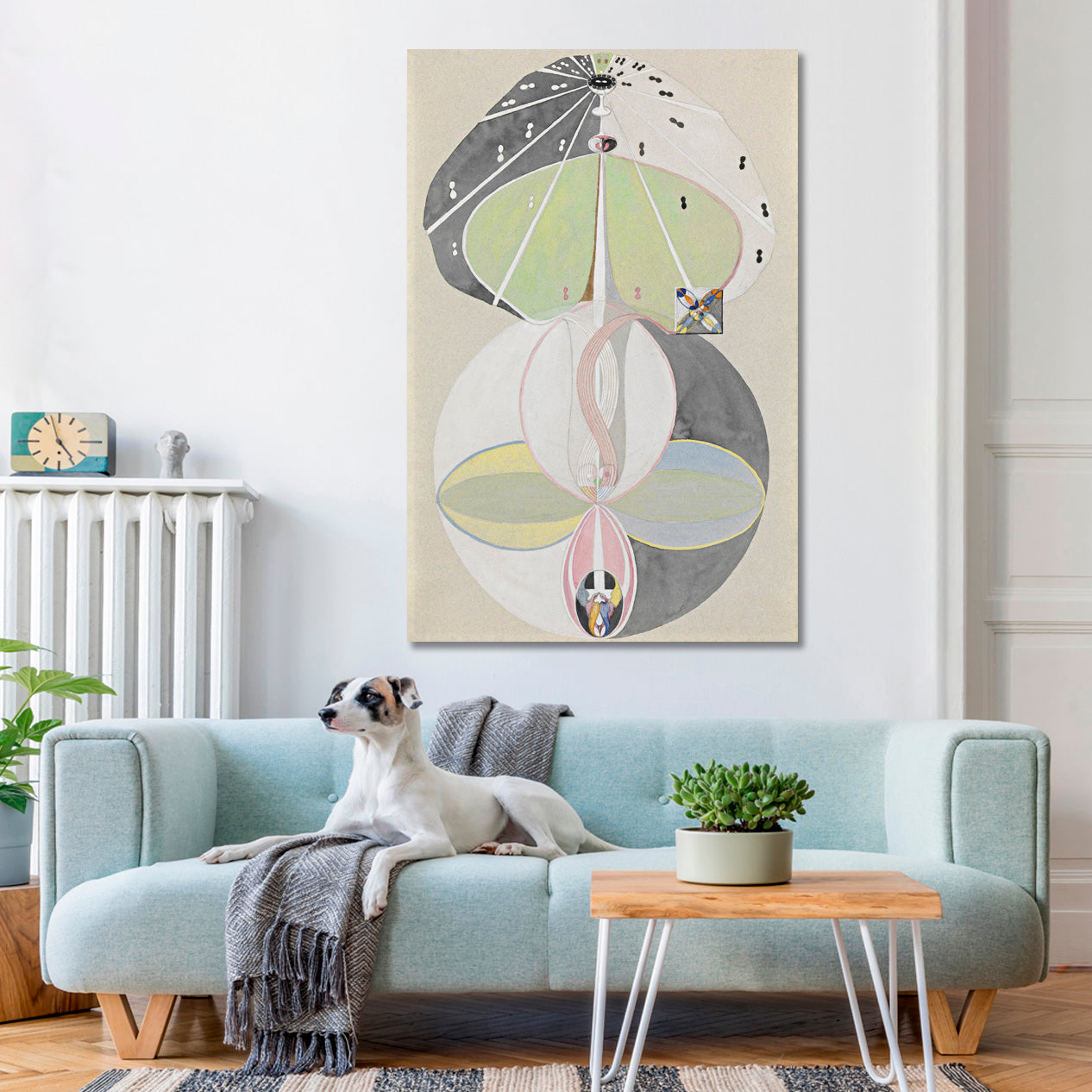 Abstract Hilma Klint Style Forms Shapes Lines Soft Pastel | Vertical Abstract Art Print Artesty   