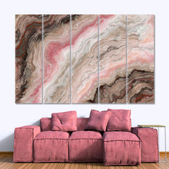 MARBLE Abstract Onyx Rose Inclusions Wavy Pattern Natural Beauty Fluid Art, Oriental Marbling Canvas Print Artesty 5 panels 36" x 24" 