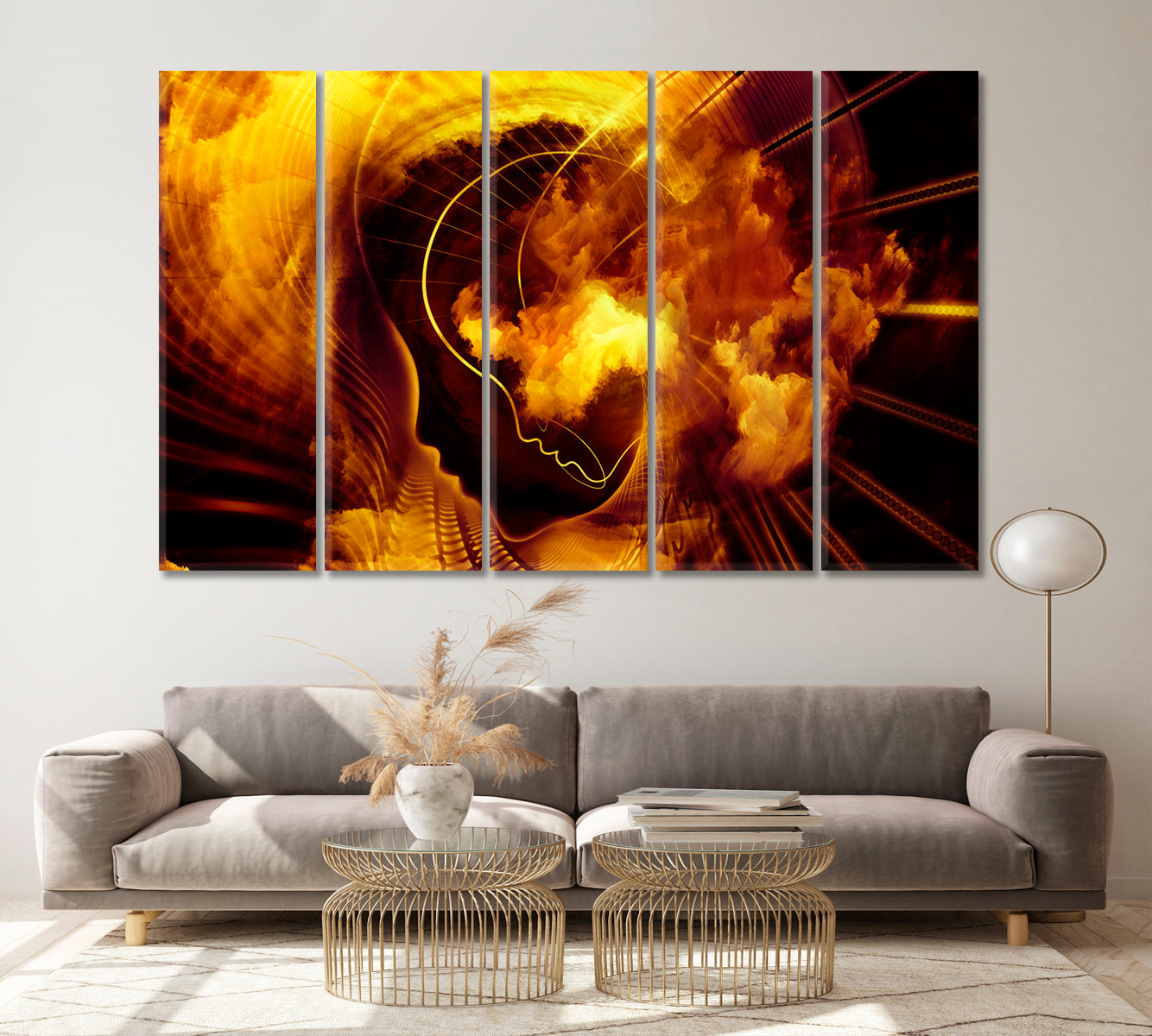 Abstract Fractal Forms Imagination Consciousness Art Artesty 5 panels 36" x 24" 
