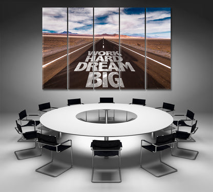 WORK HARD DREAM BIG  Desert Road Motivation Poster Office Wall Art Canvas Print Artesty 5 panels 36" x 24" 