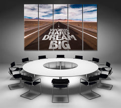 WORK HARD DREAM BIG  Desert Road Motivation Poster Office Wall Art Canvas Print Artesty 5 panels 36" x 24" 