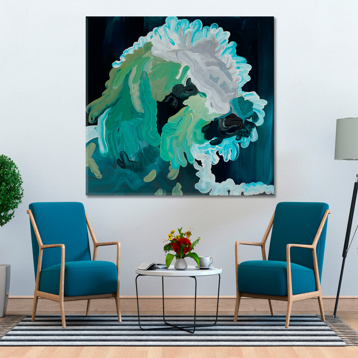 MODERN OBSERVATION AND ABSTRACTION  Teal Turquoise Mint Abstract Art Print Artesty 1 Panel 12"x12" 