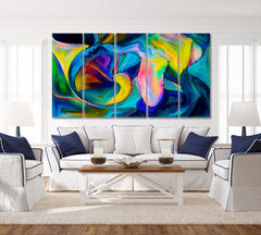 Angels Choice, Vivid Graceful Lines and Shapes Abstract Art Print Artesty 5 panels 36" x 24" 