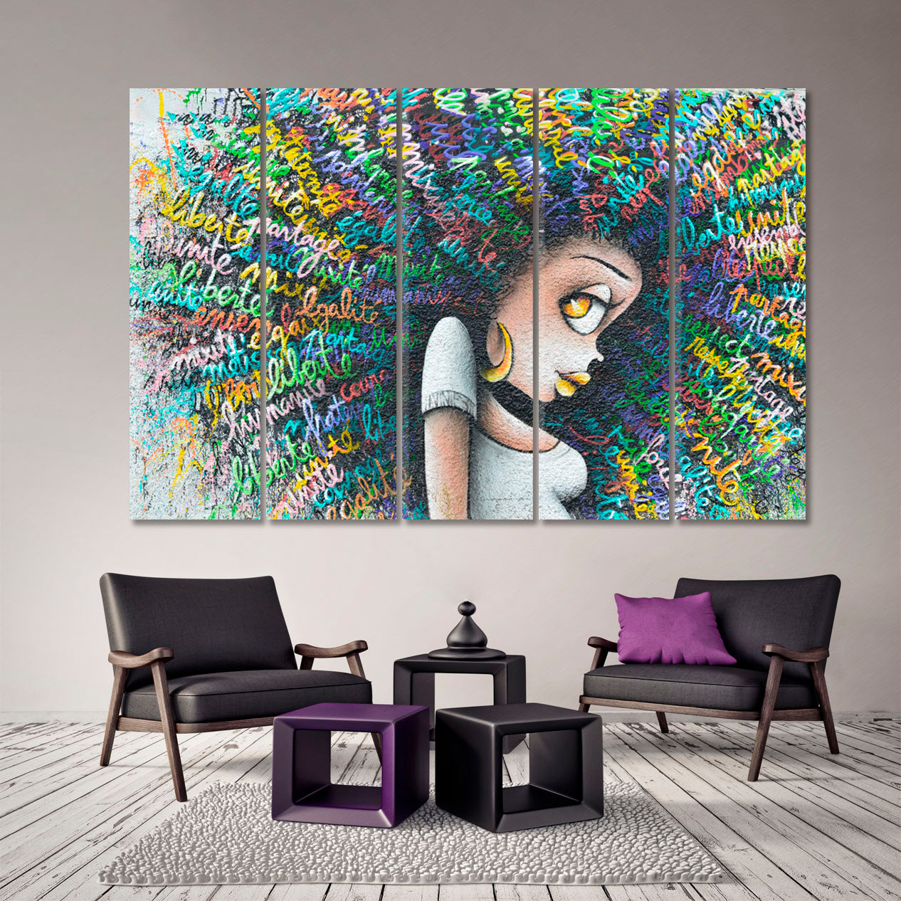 Vinie Graffiti Paris France Vinnie Street Art Canvas Print Street Art Canvas Print Artesty 5 panels 36" x 24" 