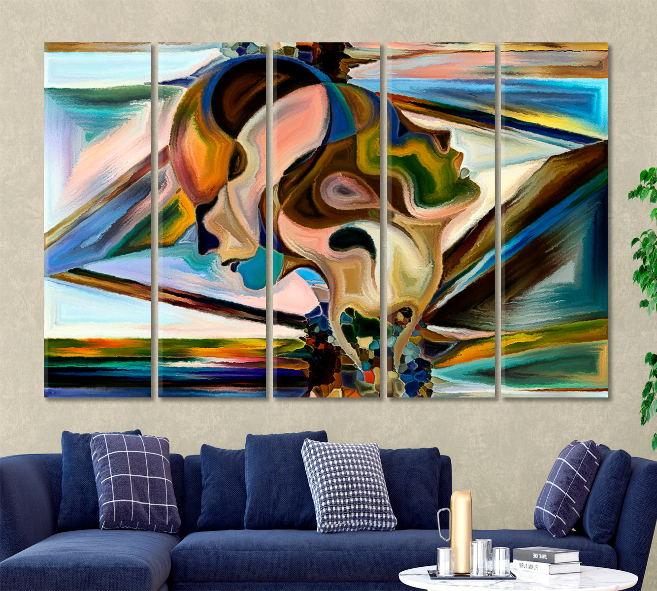 Forms Merging Consciousness Art Artesty 5 panels 36" x 24" 