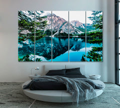 Mountain Trees and Iconic Moraine Lake Banff National Park Nature Wall Canvas Print Artesty 5 panels 36" x 24" 