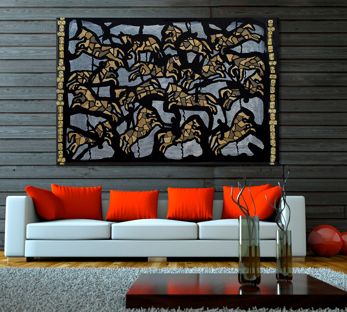 HORSES Abstract Contemporary Ornaments Masterpiece Boho Style Art Contemporary Art Artesty   