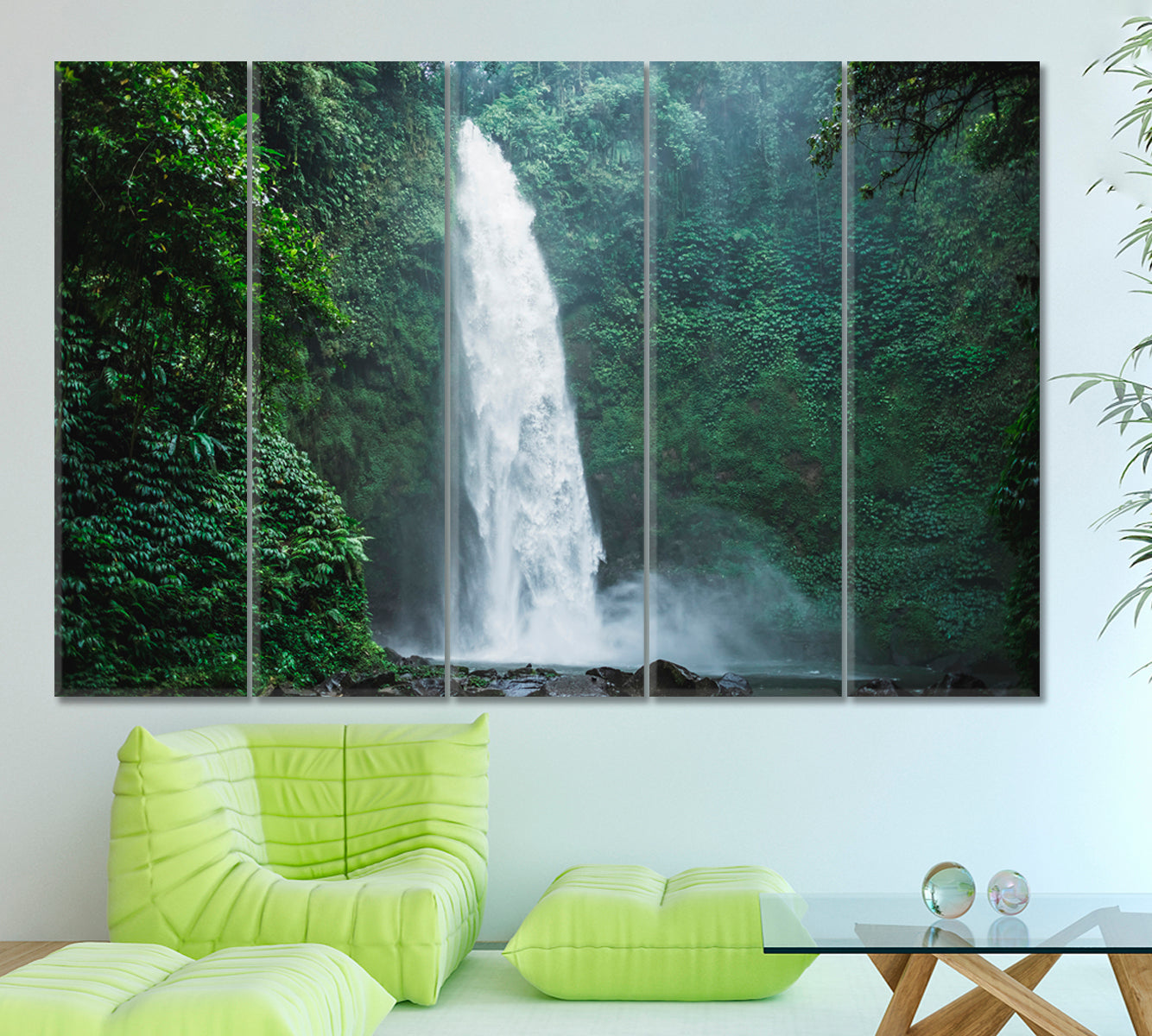 Powerful Nung-Nung Waterfall Jungle Tropical Rainforest Bali Scenic Landscape Canvas Print Scenery Landscape Fine Art Print Artesty   