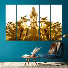 Quan Yin Buddhist Goddess of Mercy Spiritual Poster Religious Modern Art Artesty 5 panels 36" x 24" 