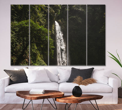 Huge Waterfall Nung Nung Bali Jungle Rainforest Scenic Landscape Nature Wall Canvas Print Artesty 5 panels 36" x 24" 