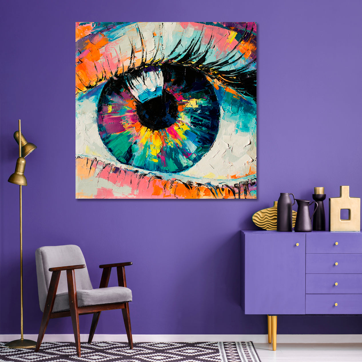 ABSTRACT EYE Amazing Colors Conceptual Trendy Contemporary | Square Contemporary Art Artesty   