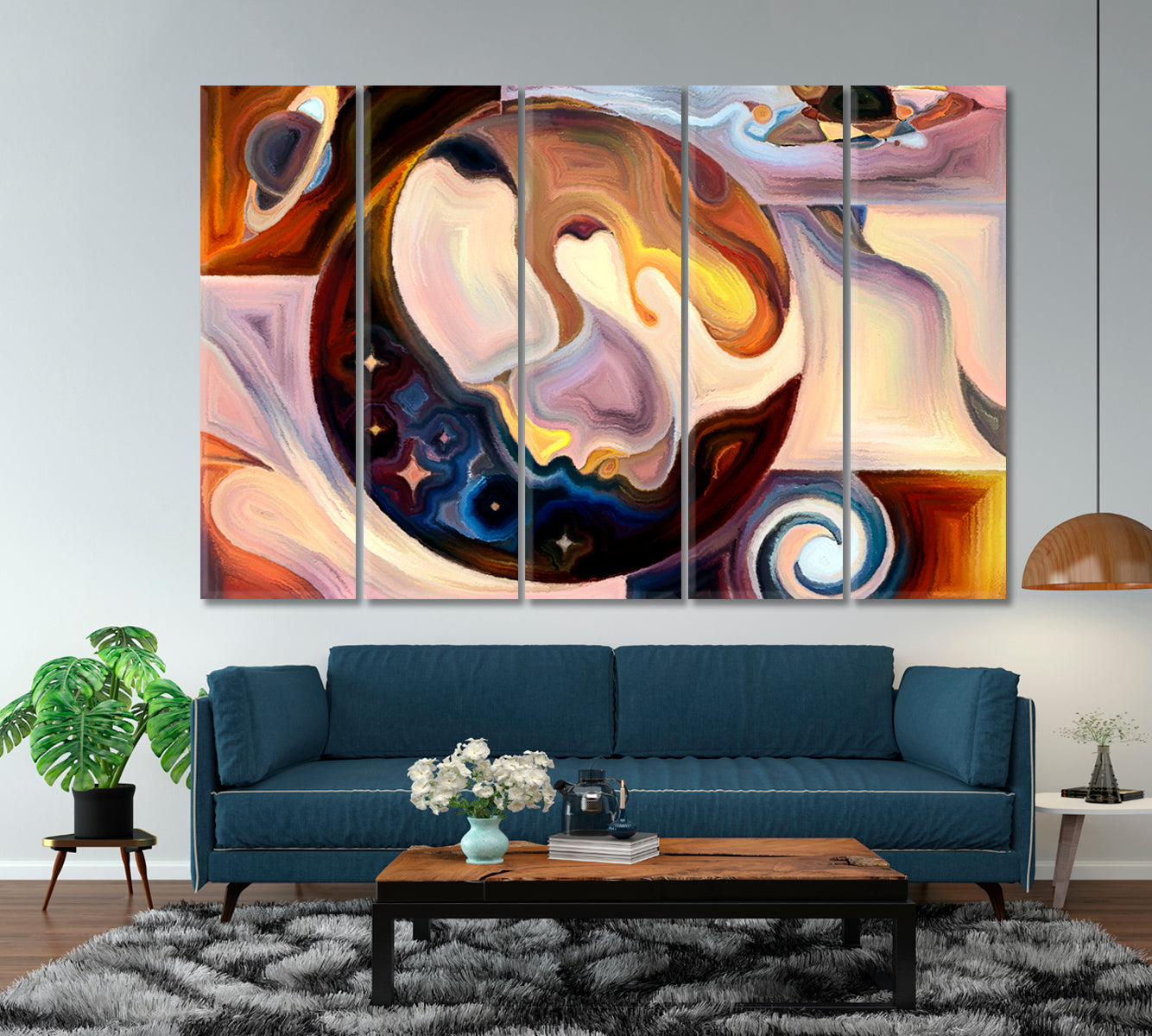 Cosmic Consciousness Celestial Home Canvas Décor Artesty 5 panels 36" x 24" 