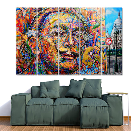 Abstract Salvador Dali Signed Wall Urban Graffiti Street Art Celebs Canvas Print Artesty   