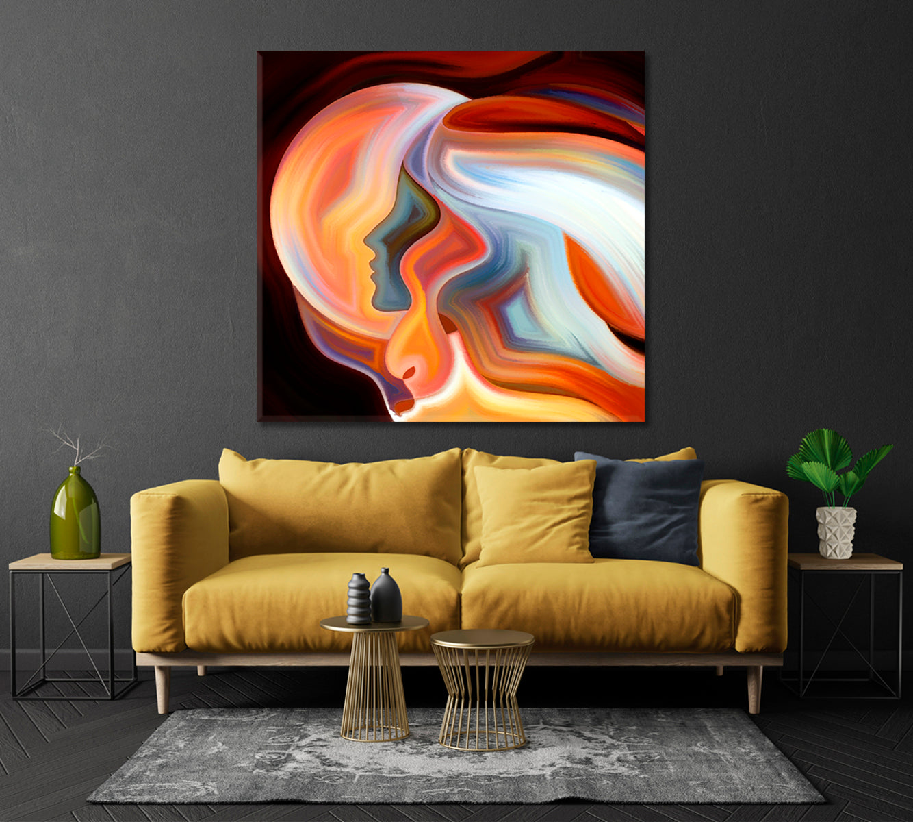 MODERN ART Interlacing Colored Lines Abstract Art Print Artesty   