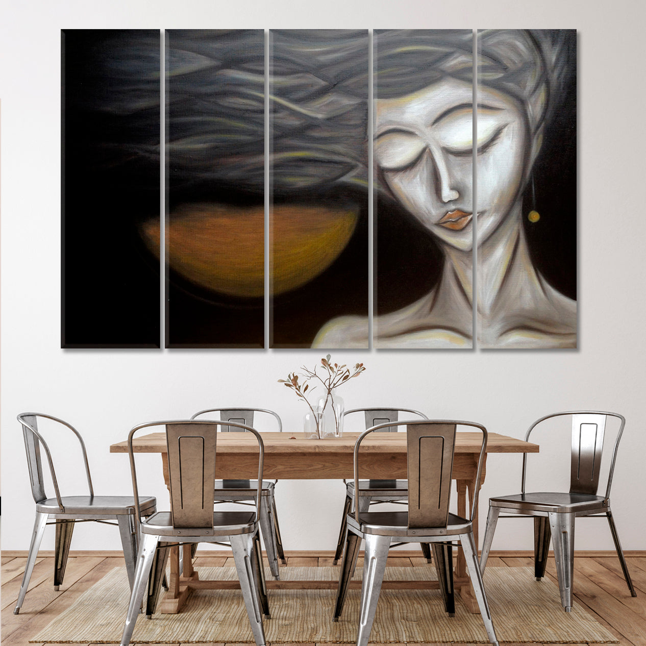 Goddess of the Moon Cubism Cubist Trendy Large Art Print Artesty 5 panels 36" x 24" 