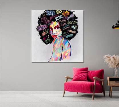 Afro American Woman Abstract Pop Art African Style Canvas Print Artesty   