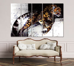 Cheetah Wild Beast Jaguar Leopard Beautiful African Animals Wildlife Animals Canvas Print Artesty 5 panels 36" x 24" 