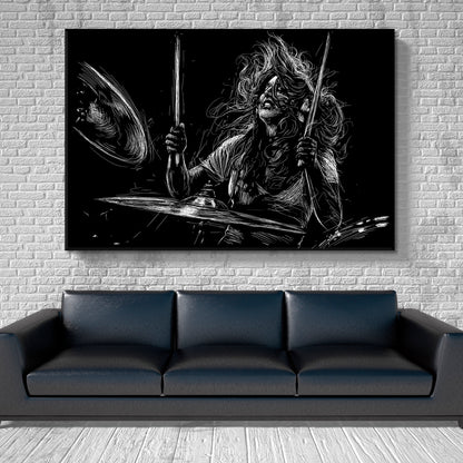 MUSIC SOUNDS Musician with Drums Rock Drummer Player Music Poster Music Wall Panels Artesty   