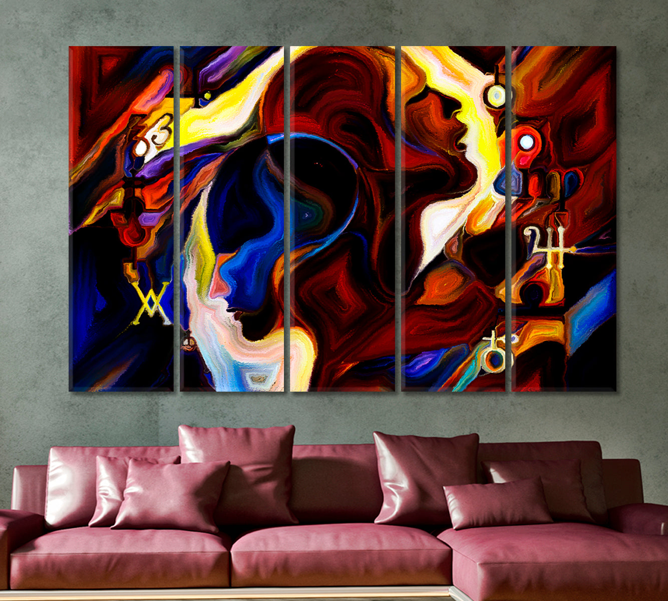 Interplay Abstract Art Print Artesty 5 panels 36" x 24" 