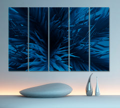 Unusual Blue Palm Tropical Abstract Design Tropical, Exotic Art Print Artesty 5 panels 36" x 24" 