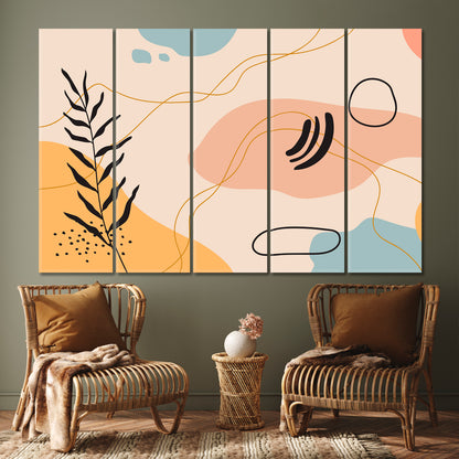 Modern Fashionable Pattern Boho Minimalist Abstract Aesthetic Style Abstract Art Print Artesty 5 panels 36" x 24" 