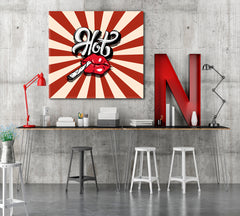 POP ART Abstract Hot Red Lips Poster - Square Pop Art Canvas Print Artesty   