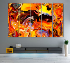 Inner World in Flowing Curves Abstract Art Print Artesty 5 panels 36" x 24" 