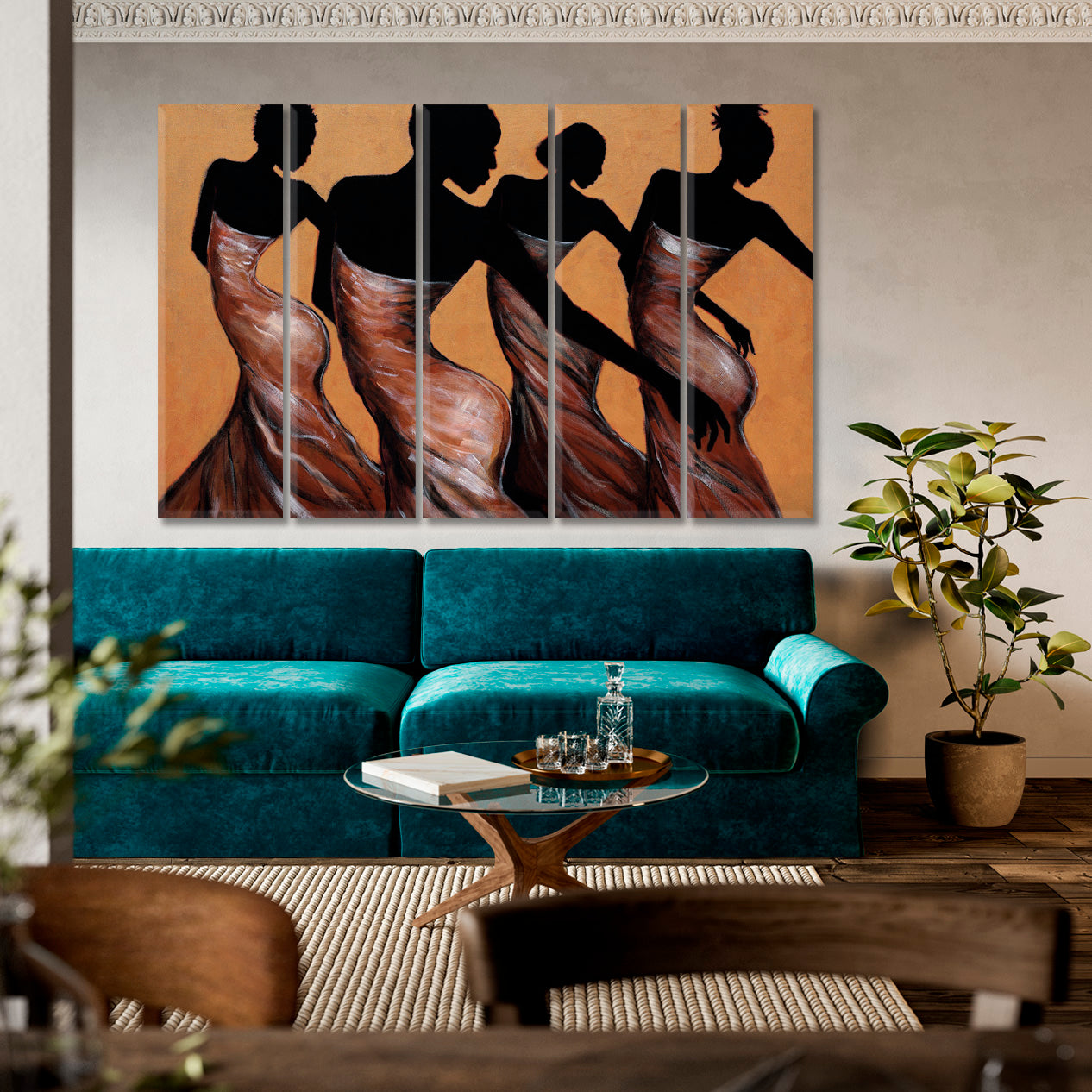 FAITH IN MOTION Graceful Dance Afro Beauty Fine Art Artesty 5 panels 36" x 24" 