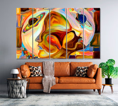 Looking Into Each Other Celestial Home Canvas Décor Artesty 5 panels 36" x 24" 