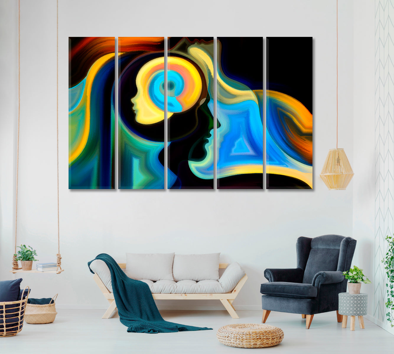 Abstract Allegory Consciousness Art Artesty 5 panels 36" x 24" 