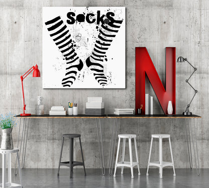 Striped Socks Poster Kids Room Canvas Art Print Artesty 1 Panel 12"x12" 