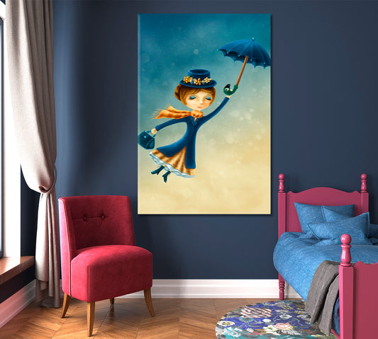 Mary Poppins Returns Fantasy Kids Room Concept Canvas Print - Vertical Kids Room Canvas Art Print Artesty   