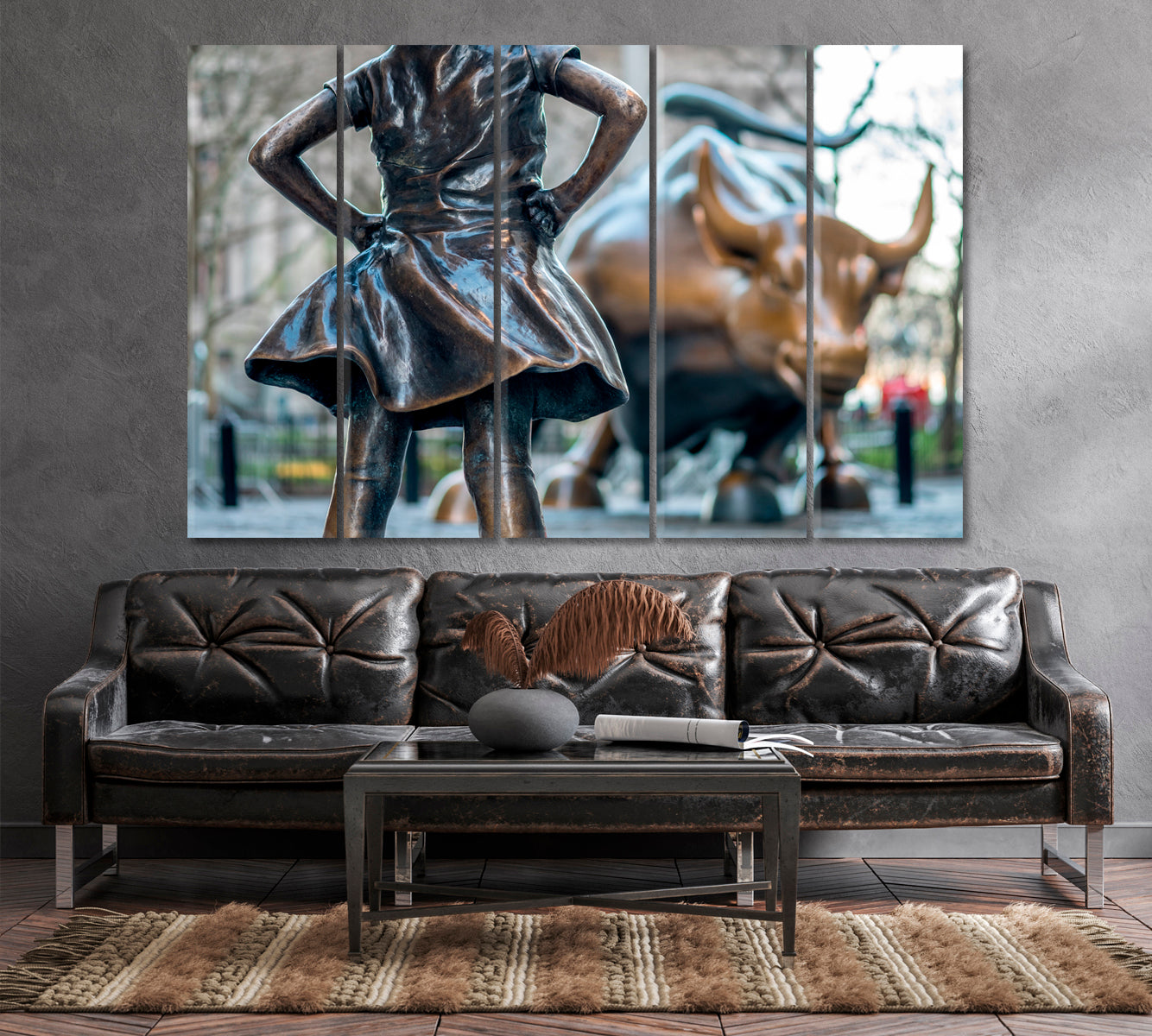 Fearless Girl & Charging Bull Symbol of Wealth Famous Landmarks Artwork Print Artesty   